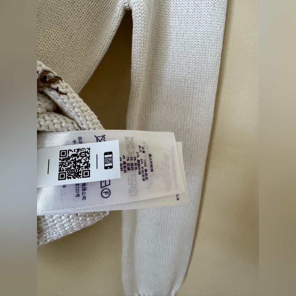 Ralph Lauren Purple Label New Hamptons Spring Polo Bear Silk Sweater White Small - Picture 10 of 12